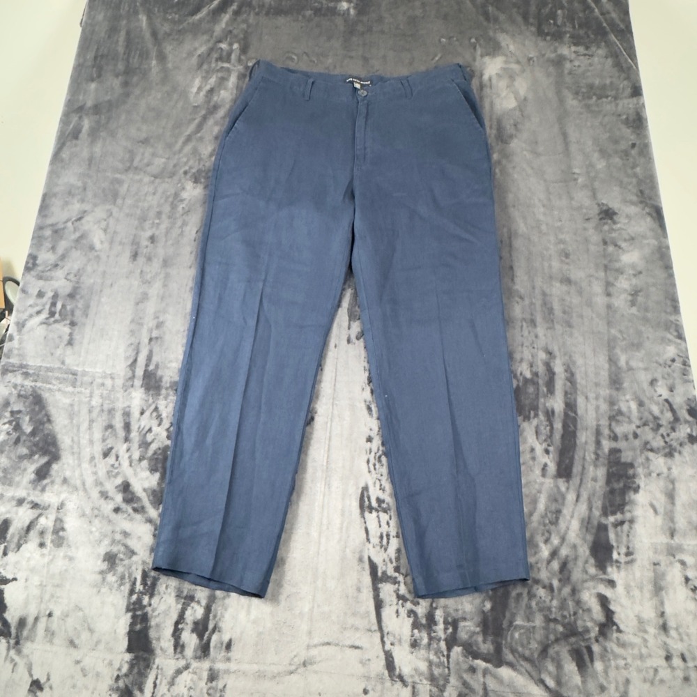 Saks Fifth Avenue Linen Pants Mens 34 Blue Straight Leg Casual Lightweight